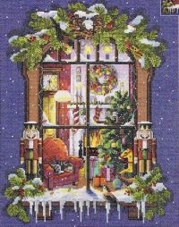 схема вышивки крестом рождественское окно