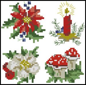 схема вышивки крестом новогодние миниатюры