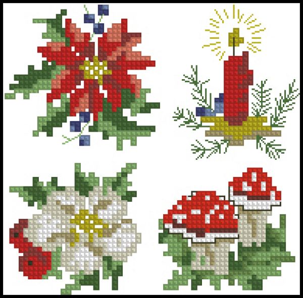 схема вышивки крестом новогодние миниатюры