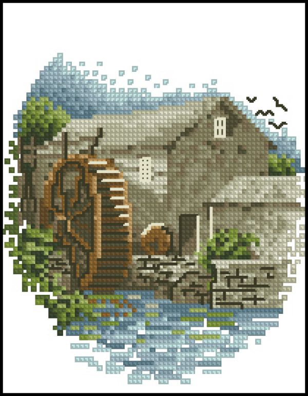 Вышивка крестом Водяная мельница