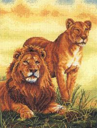 Вышивка крестом Семья львов