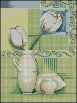 Вышивка крестом Белые тюльпаны