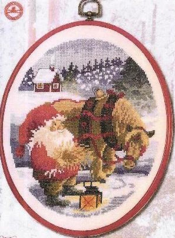 схема вышивки крестом Санта и пони 2 ч