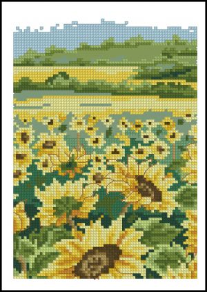Вышивка крестом Поле подсолнухов