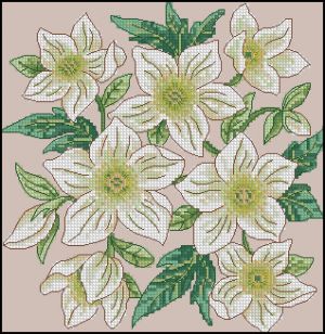 Вышивка крестом Белоснежные цветы