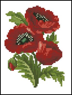 Вышивка крестом Красные маки - мини букетик