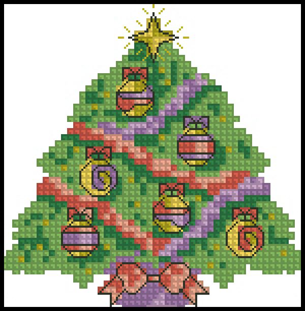 схема вышивки крестом ёлочка нарядная