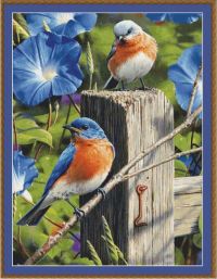 Вышивка крестом Птицы на заборе