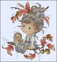 схема вышивки крестом малышка осень