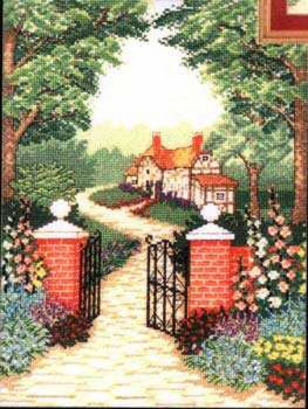 Вышивка крестом Дорога к котеджу