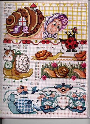 схема вышивки крестом улитка жучки мини