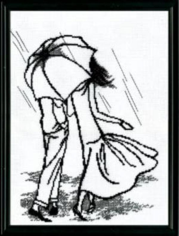 схема вышивки крестом пара под дождём