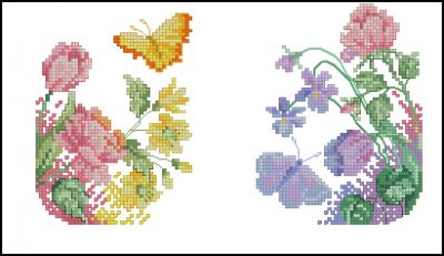 Вышивка крестом открыток Цветочная пара