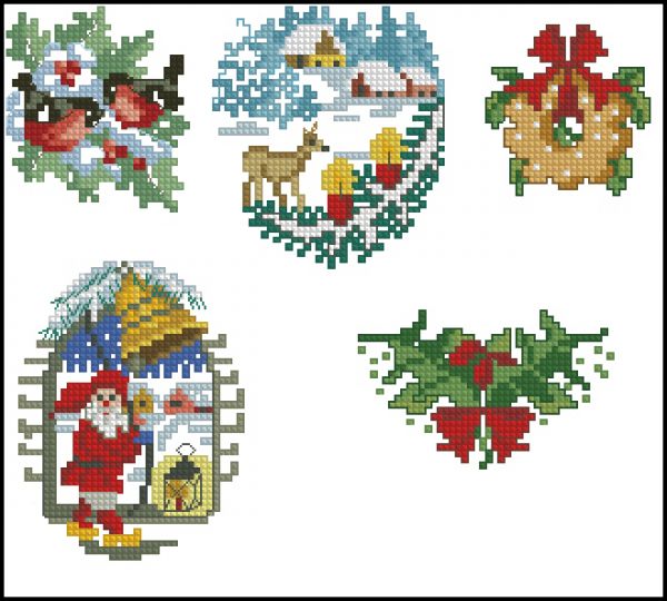 схемы вышивки крестом зимние веселые открытки 2 ч