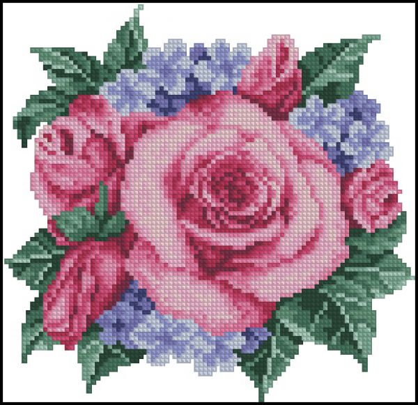 Вышивка крестом Розы и фиалки