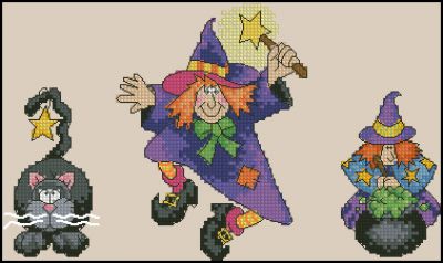 схема вышивки крестом веселые ведьмы