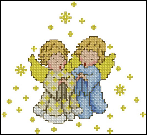 схема вышивки крестом поющие ангелочки