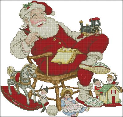 схема вышивки крестом Санта за работой