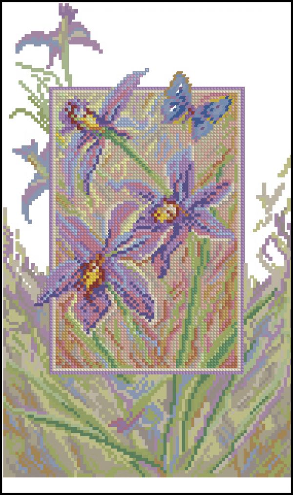 схема вышивки крестом цветы с бабочками