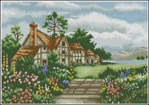 Вышивка крестом Вечер у английского котеджа