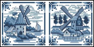 Вышивка крестом Мини - водяные мельницы