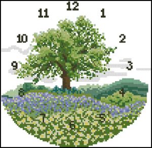 схема вышивки крестом часы с деревом
