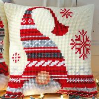 схема вышиви крестом подушка с новогодним гномом 2 ч