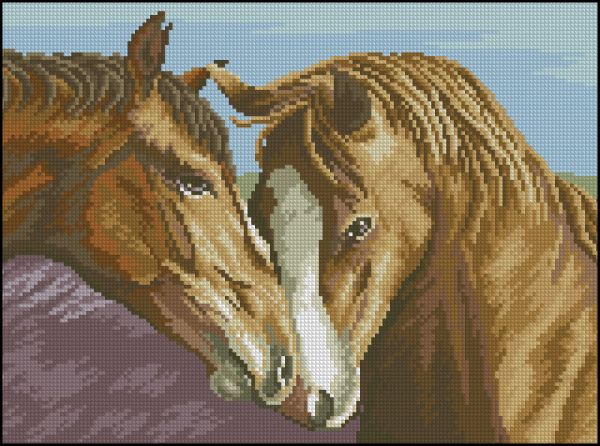 схема вышивки крестом пара лошади