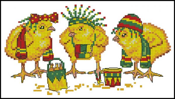 схема вышивки крестом циплята хиппи