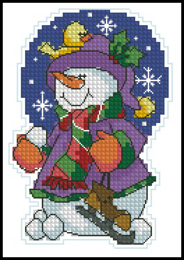 Вышивка крестом Снеговик в шляпе