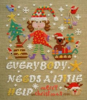 Вышивка крестом Новогодний эльф-помощник