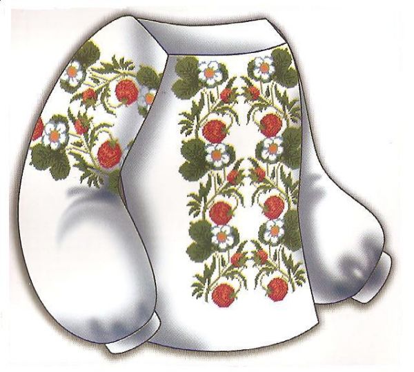 Вышивка крестом Детская вышиванка с земляникой