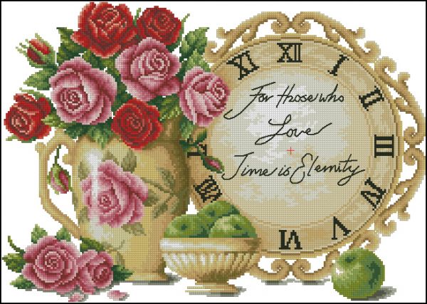 схема вышивки крестом часы время для любви