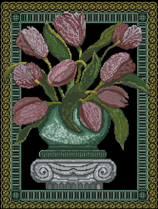 Вышивка крестом Тюльпаны вне времени