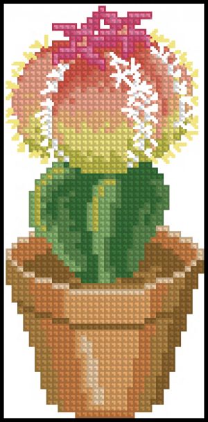 Вышивка крестом Кактус в горшочке - 4