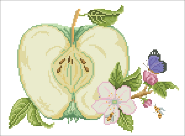 схема вышивки крестом сочное яблоко