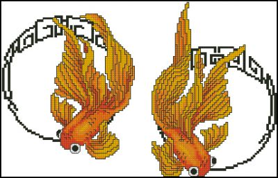 Вышивка крестом Золотые рыбки