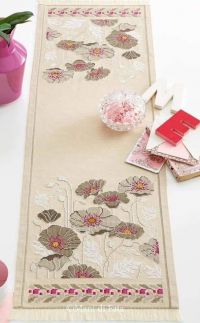 Вышивка крестом Салфетки с маками - сепия