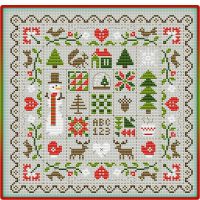 схема вышивки новогодней подушки - семплера