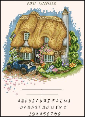 схема для вышивки крестом Домик для молодоженов