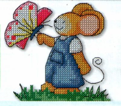схема вышивки крестом мышонок