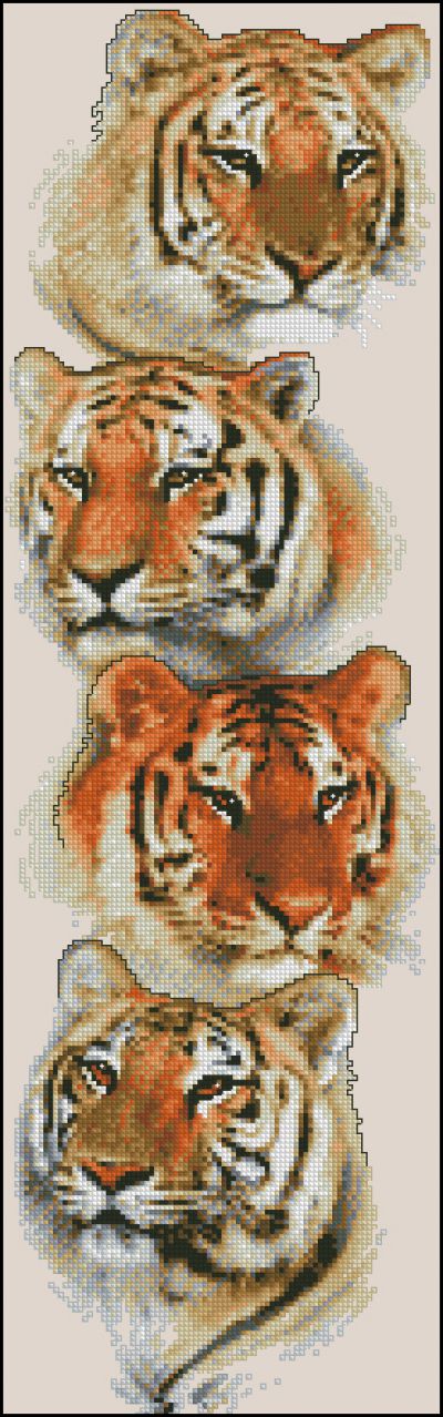 схема вышивки крестом тигры