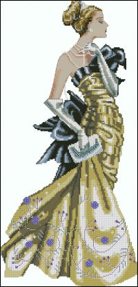 Вышивка крестом Леди в желтом