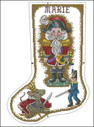 схема вышивки крестом Щелкунчик - новогодний сапожок