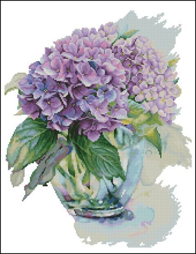 Вышивка крестом Гортензия - натюрморт