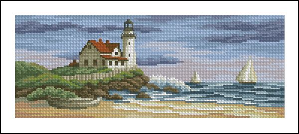 схема вышивки крестом маяк на побережье