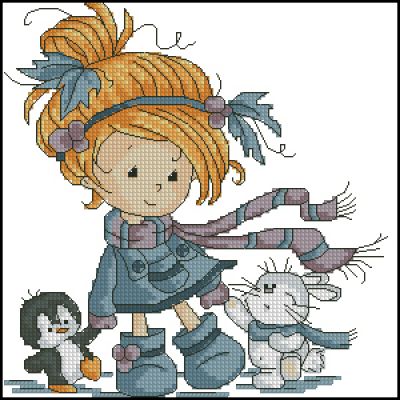 Вышивка крестом Прогулка в ноябре