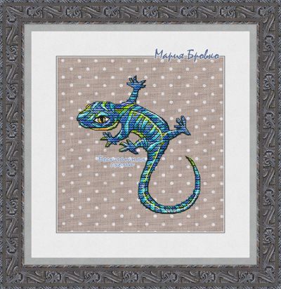 схема вышивки крестом гекон