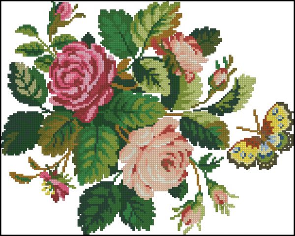 Вышивка крестом Дикие розы