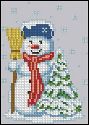 схема вышивки крестом снеговичок